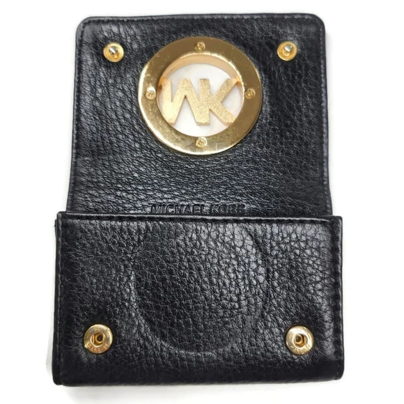 Michael Kors Fulton Black Pebbled Leather Business Credit Card Wallet - Picture 8 of 8